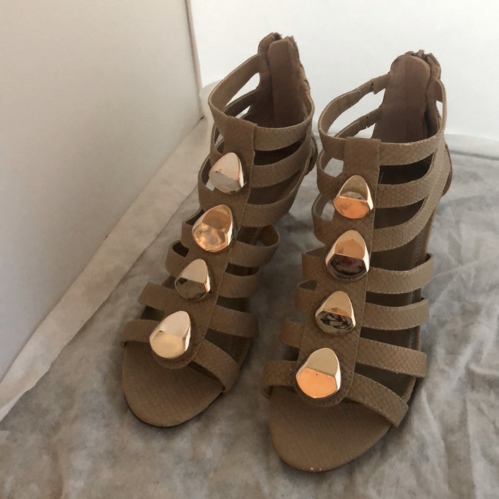 CATO Wedge Sandals with Golden Trim